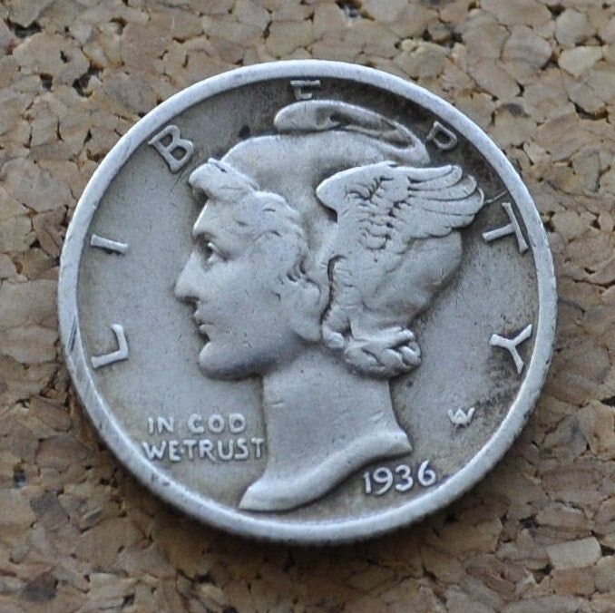 1936-D Mercury Silver Dime - Choose by Grade - VG to XF45 (Very Good to Extremely Fine) - Denver Mint - 1936 D Winged Liberty Head Dime