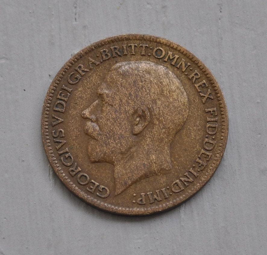 1914 One Farthing Great Britain - F (Fine) grade / condition - UK 1 Farthing 1914 - King George V - One Quarter Penny 1914