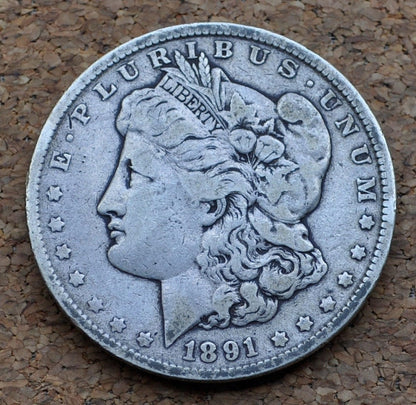1891 Morgan Silver Dollar - F (Fine) Condition - Philadelphia Mint - 1891 P Morgan Silver - 1891 P Morgan Dollar