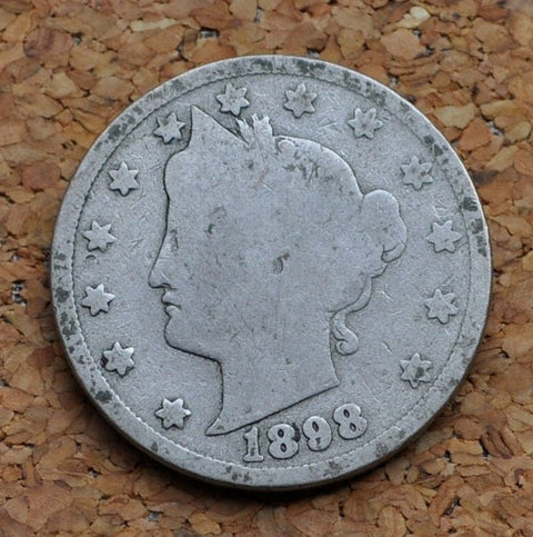 1898 V Nickel - G (Good) Grade / Condition - 1898 Liberty Head Nickel - Philadelphia Mint - Better Date - Nickel Collection