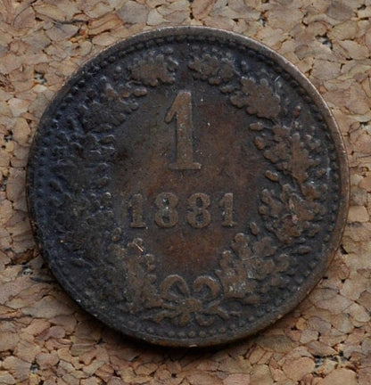 1881 1 Scheidemunze Austrian 1 Kreuzer Coin - VG (Very Good) Details / Condition, Better Variety - Austria Franz Joseph I 1881-M 1 Kreuzer