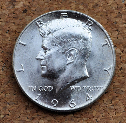 1964 Kennedy Silver Half Dollar - MS60 / BU (Uncirculated) Condition BU - First Year of Issue - 1964 Half Dollar - 1964 Silver JFK Half