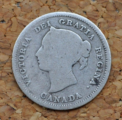 1880 Canadian Silver 5 Cent Coin - Queen Victoria - Canada 5 Cent Sterling Silver 1880-H Canada Coin Silver