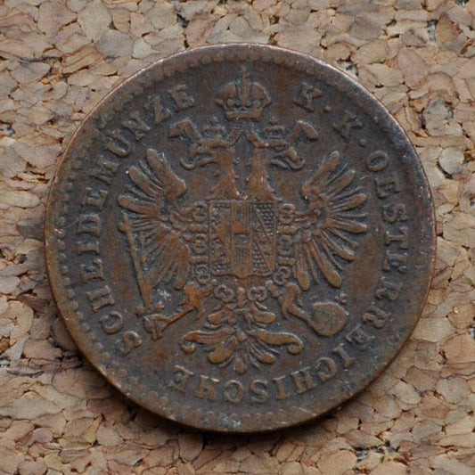 1881 1 Scheidemunze Austrian 1 Kreuzer Coin - VG (Very Good) Details / Condition, Better Variety - Austria Franz Joseph I 1881-M 1 Kreuzer