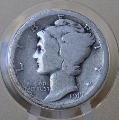 1917-D Mercury Silver Dime - G-VF (Good to Very Fine) Choose by Grade - Denver Mint - 1917 D Winged Liberty Dime Silver Dime Mercury 1917D