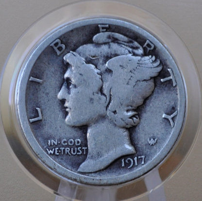 1917-S Mercury Silver Dime - Choose by Grade - San Francisco Mint - 1917 S Winged Liberty Head Dime - Silver US Dime 1917 S Mercury