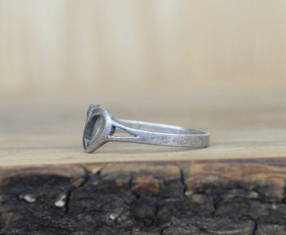 Antique Sterling Silver Ring - Size 8 Ring Size 8 (18.1 MM Band) - Simple Two Hearts Design - Vintage Rings Silver - 925 Silver