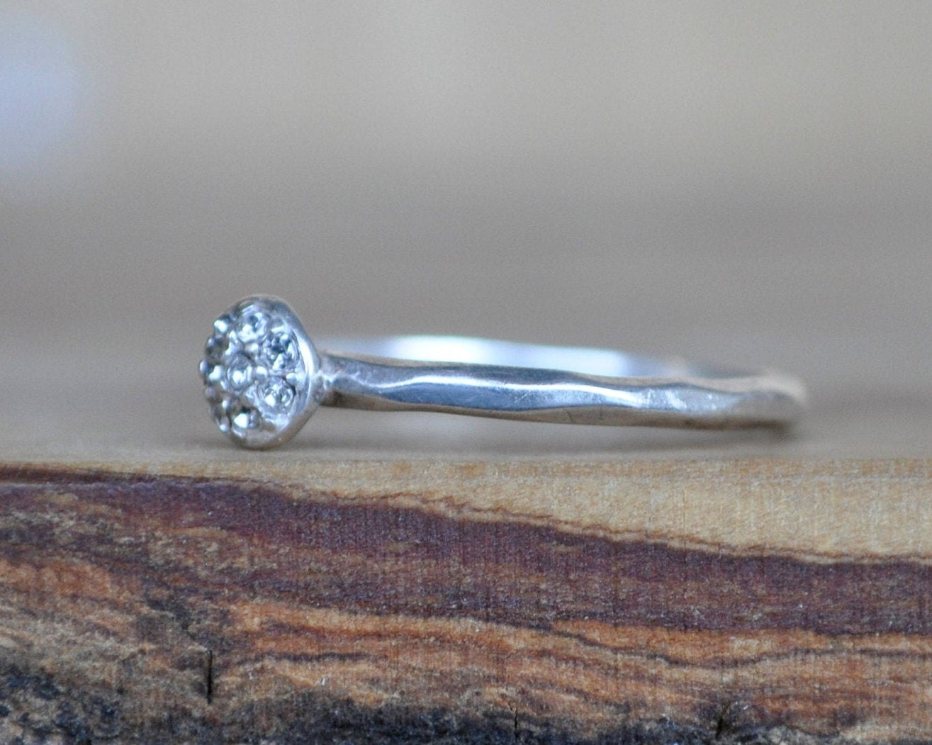 Sterling Silver Ring - Size 6 Ring Size 6 (16.5 MM Band) - Simple Design with Cubic Zirconia Stones - Vintage Rings Silver