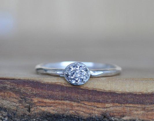 Sterling Silver Ring - Size 6 Ring Size 6 (16.5 MM Band) - Simple Design with Cubic Zirconia Stones - Vintage Rings Silver