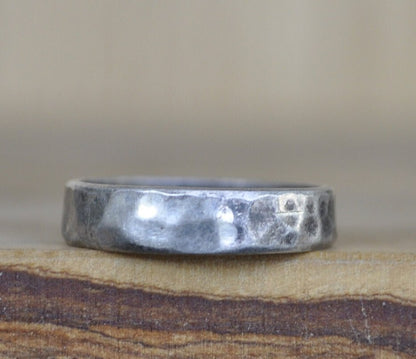 Antique Hammered Silver Ring - Size 6 Ring Size 6 (16.5 MM Band) - Hammered Silver Design - Vintage Rings Silver - Stirling Silver