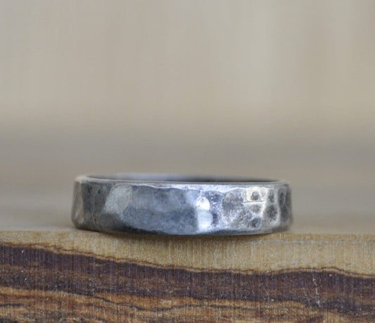 Antique Hammered Silver Ring - Size 6 Ring Size 6 (16.5 MM Band) - Hammered Silver Design - Vintage Rings Silver - Stirling Silver