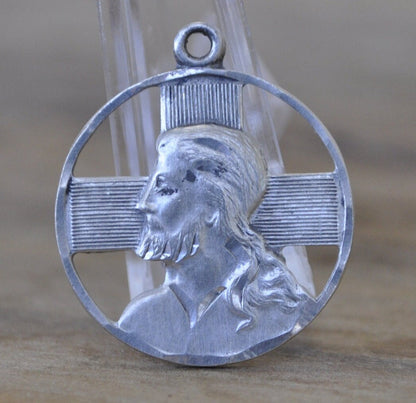 Vintage Sterling Silver Jesus Pendent -  Sterling Silver Jesus Pendent for a Necklace - Religious Medallion