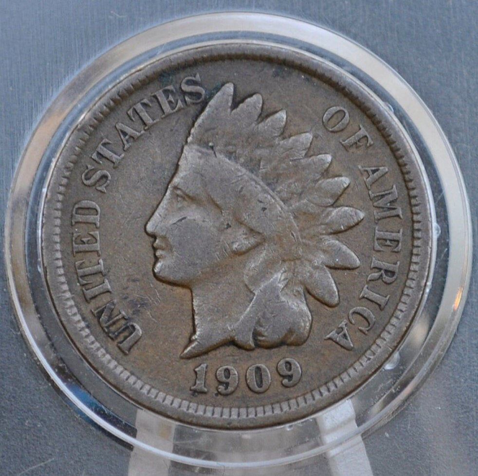 1909 Indian Head Penny - VG-F (Very Good to Fine) Grade / Condition - 1909 Indian Head Cent - 1909 Penny - 1909 Cent