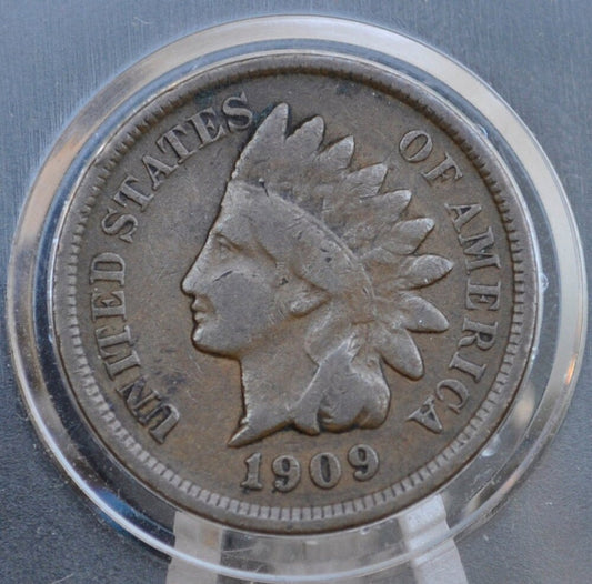 1909 Indian Head Penny - VG-F (Very Good to Fine) Grade / Condition - 1909 Indian Head Cent - 1909 Penny - 1909 Cent