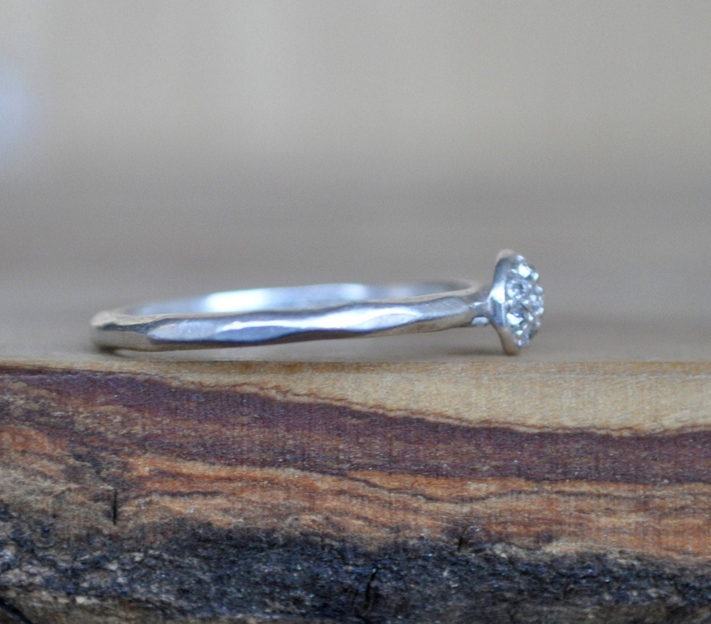 Sterling Silver Ring - Size 6 Ring Size 6 (16.5 MM Band) - Simple Design with Cubic Zirconia Stones - Vintage Rings Silver