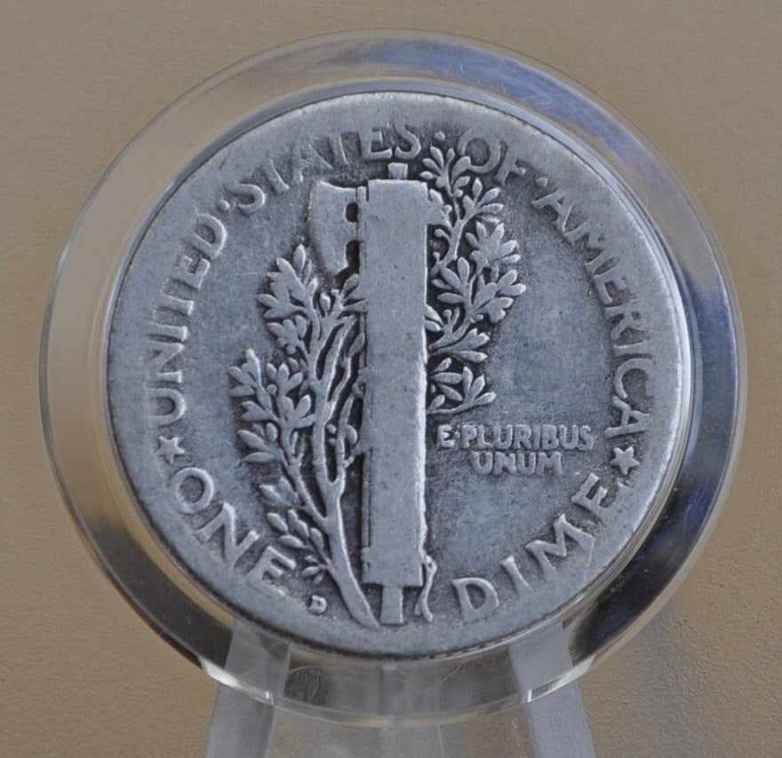 1919 D Mercury Silver Dime - G (Good) Condition - Denver Mint - 1919 D Winged Liberty Head Dime - Silver Dime 1919D