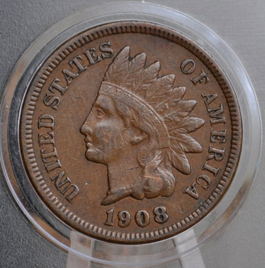 1908 Indian Head Penny - VF (Very Fine) Grade / Condition - 1908 Indian Cent - Great Detail - 1908 Penny