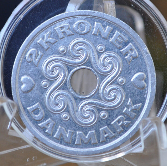 Denmark Heart Kroner Coin - Great Condition - Danmark Kroner - Two Hearts Coin - Ideal for Jewelry - Heart Coins