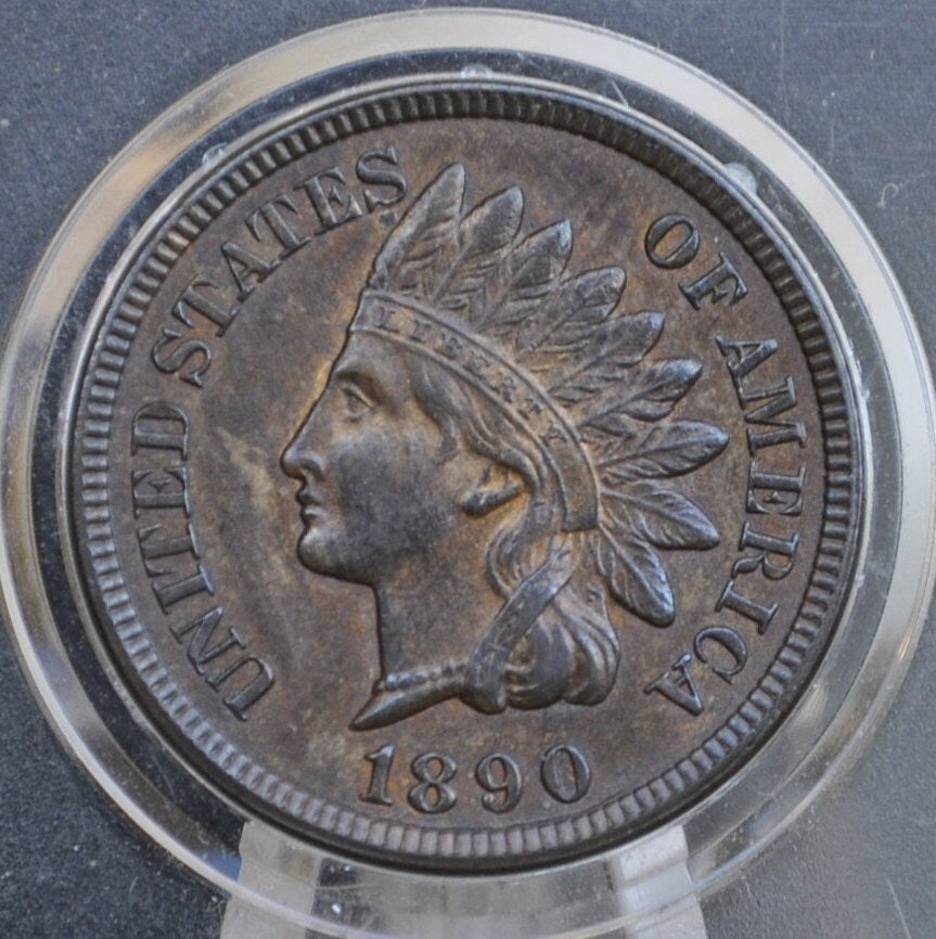 1890 Indian Head Penny - AU55-58 (About Uncirculated) Grade / Condition - 1890 Indian Head Cent - 1890 Penny - 1890 Cent
