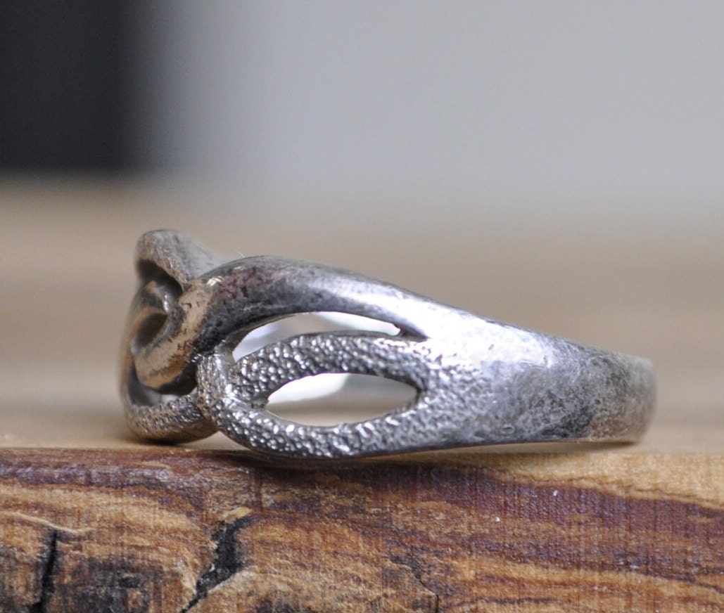 Antique Silver Braided Ring  - Vintage Ring Silver - Size 9 Ring Size 9 (18.9 MM Band) - Lovely Piece - 925 Silver / Sterling