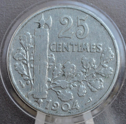 1904 France 25 Centimes Coin - F (Fine) condition - Twenty-Five Centimes 1904 French Coin
