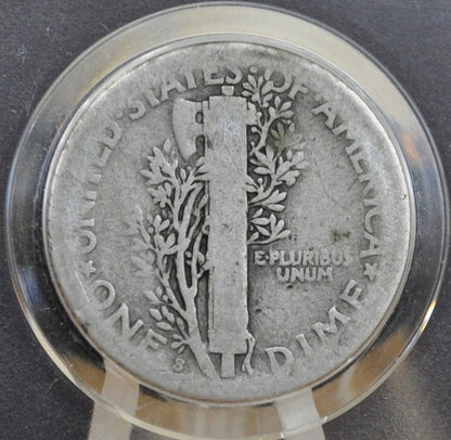 1919-S Mercury Silver Dime - G (Good) Grade / Condition - San Francisco Mint - 1919 S Silver Dime Winged Liberty Head Dime 1919 S