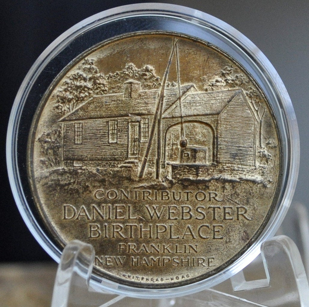 Daniel Webster / Franklin NH Commemorative Tokens - Franklin New Hampshire Town Medal - Daniel Webster 150th Anniversary Medal - Bronze