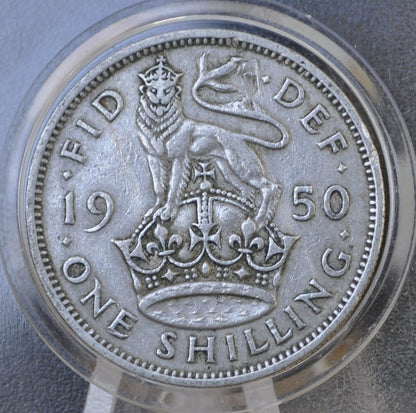 1950 One Shilling English - 1 Shilling UK - King George VI - F-VF (Fine to Very Fine) Condition - Great for Gifts, Crafts, Jewelry
