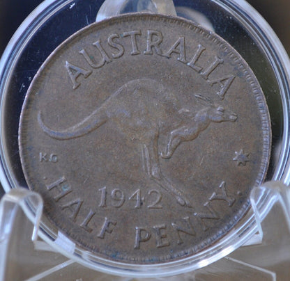 1942 Australia One Half Penny Australia - Great Condition / Detail - King George - Collectible Australian Coin 1942 HaPenny