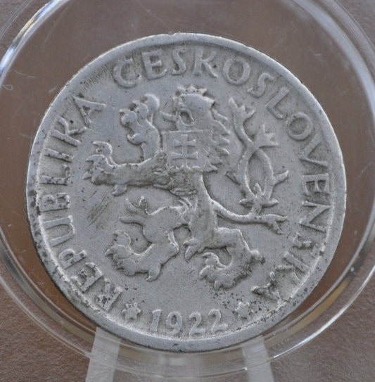 1922 Czechoslovakia 1 Koruna - Great Condition - Beautiful Coin - One Korun 1922 - Czech lion with Slovak shield