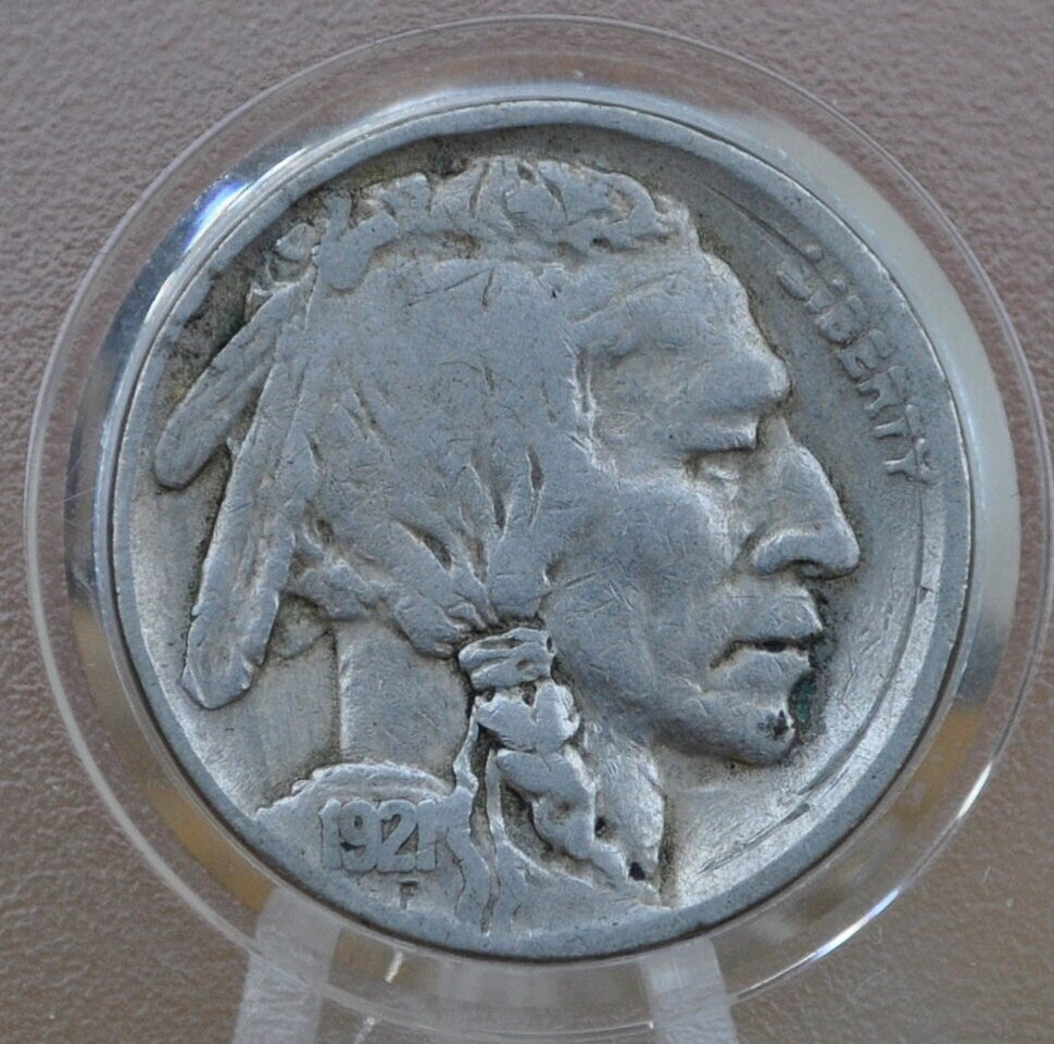 1921-S Buffalo Nickel - F (Fine) Condition - San Francisco Mint - Vintage US Coin - Clear Date - 1921 S Nickel