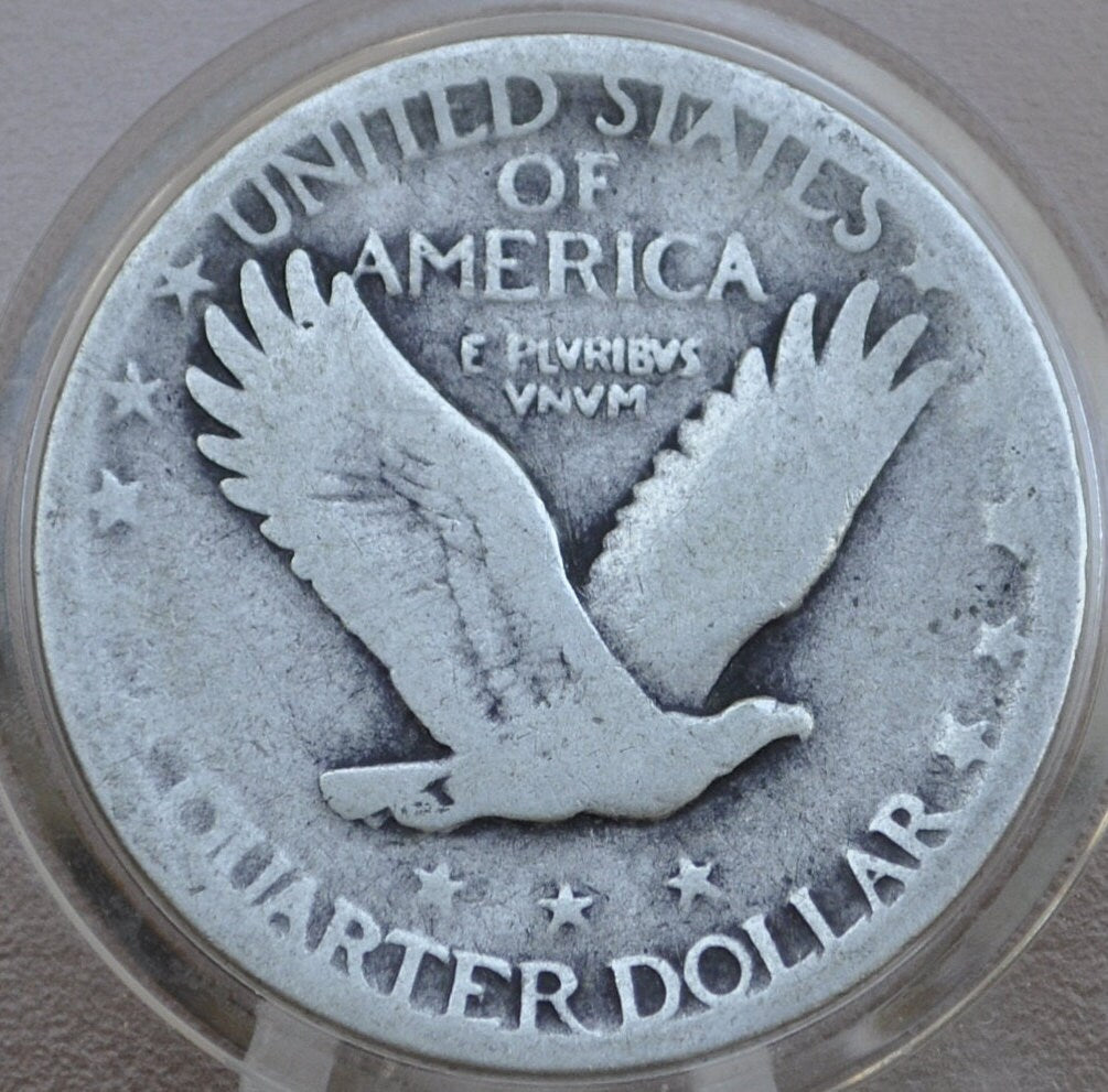 1925 Standing Liberty Silver Quarter - G-VG (Good to Very Good) Grade / Condition - Silver Coin 1925 Liberty Quarter 1925