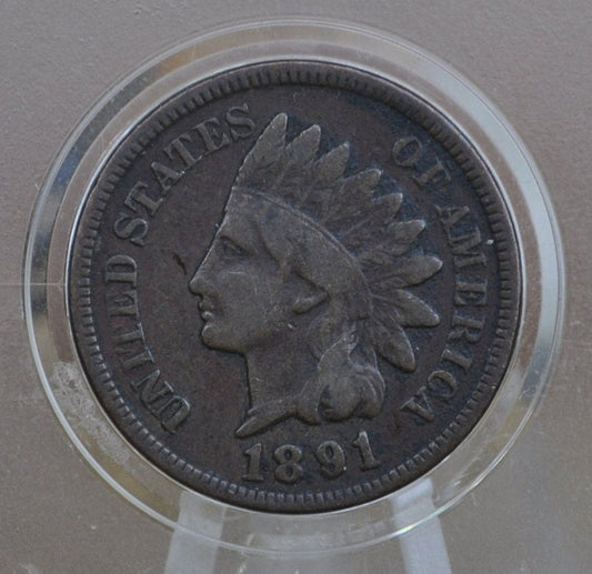 1891 Indian Head Penny - VG-F (Very Good to Fine) Grade / Condition - Indian Head Cent 1891 - 1891 US One Cent