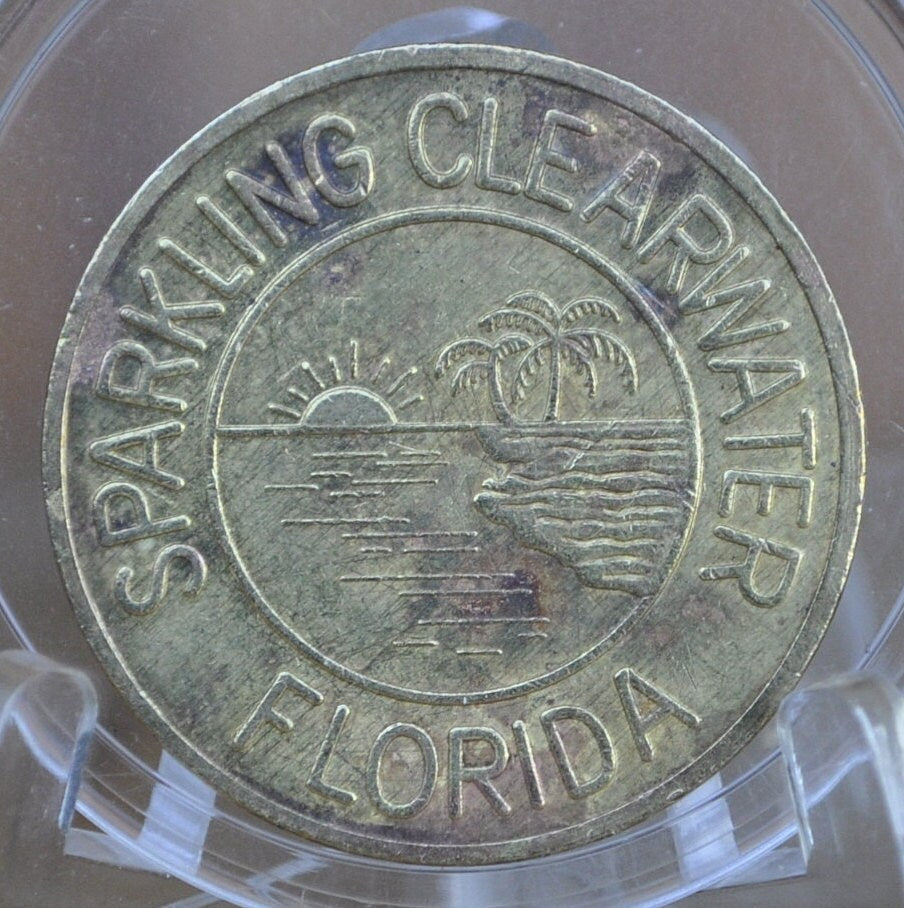 Florida Transit Tokens - Florida Token / Sparkling Clearwater Florida - Vintage State Toll Tokens - Broad Causeway FL and Clearwater FL
