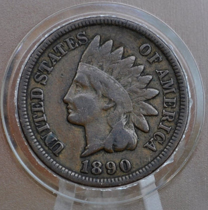 1890 Indian Head Penny - Good Date - G-VG (Good to Very Good) Grade / Condition - Indian Head Cent 1890
