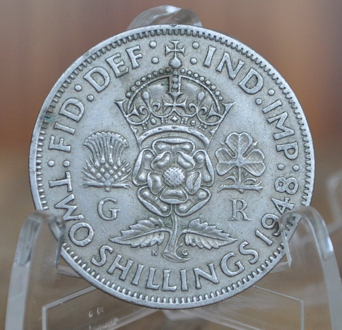 1948 Great Britain Two Shillings - King George VI - 2 Shilling 1948 UK Coin - Great Condition