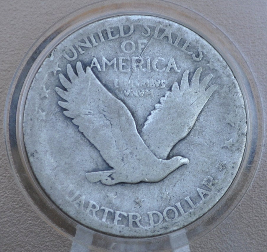 1927 D Standing Liberty Silver Quarter - G (Good) Grade / Condition - Silver Coin - Liberty Standing Quarter 1927D