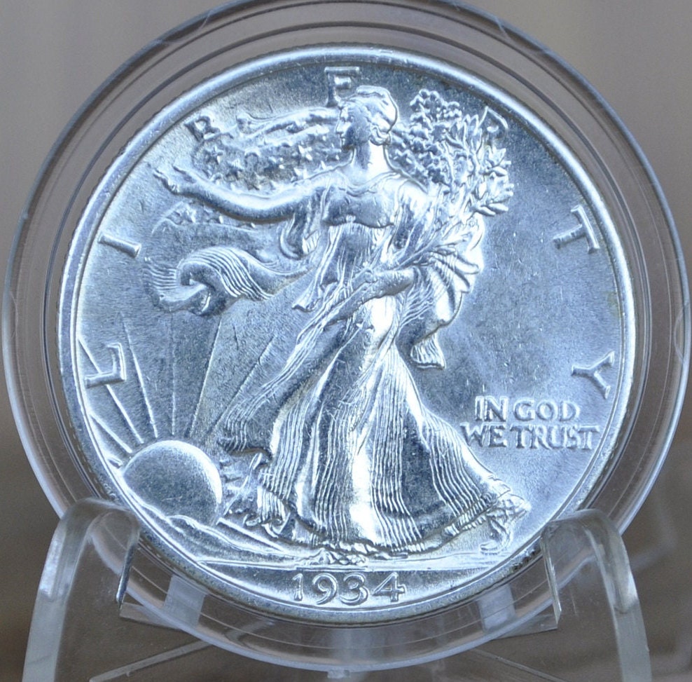 1934 Walking Liberty Silver Half Dollar - Fine to AU58, Choose by Grade - Philadelphia Mint - 1934-P Half Dollar / 1934P Liberty Half Dollar