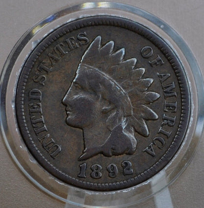 1892 Indian Head Cent - VG (Very Good) Grade / Condition - Good Date - 1892 Penny Indian Head Penny 1892