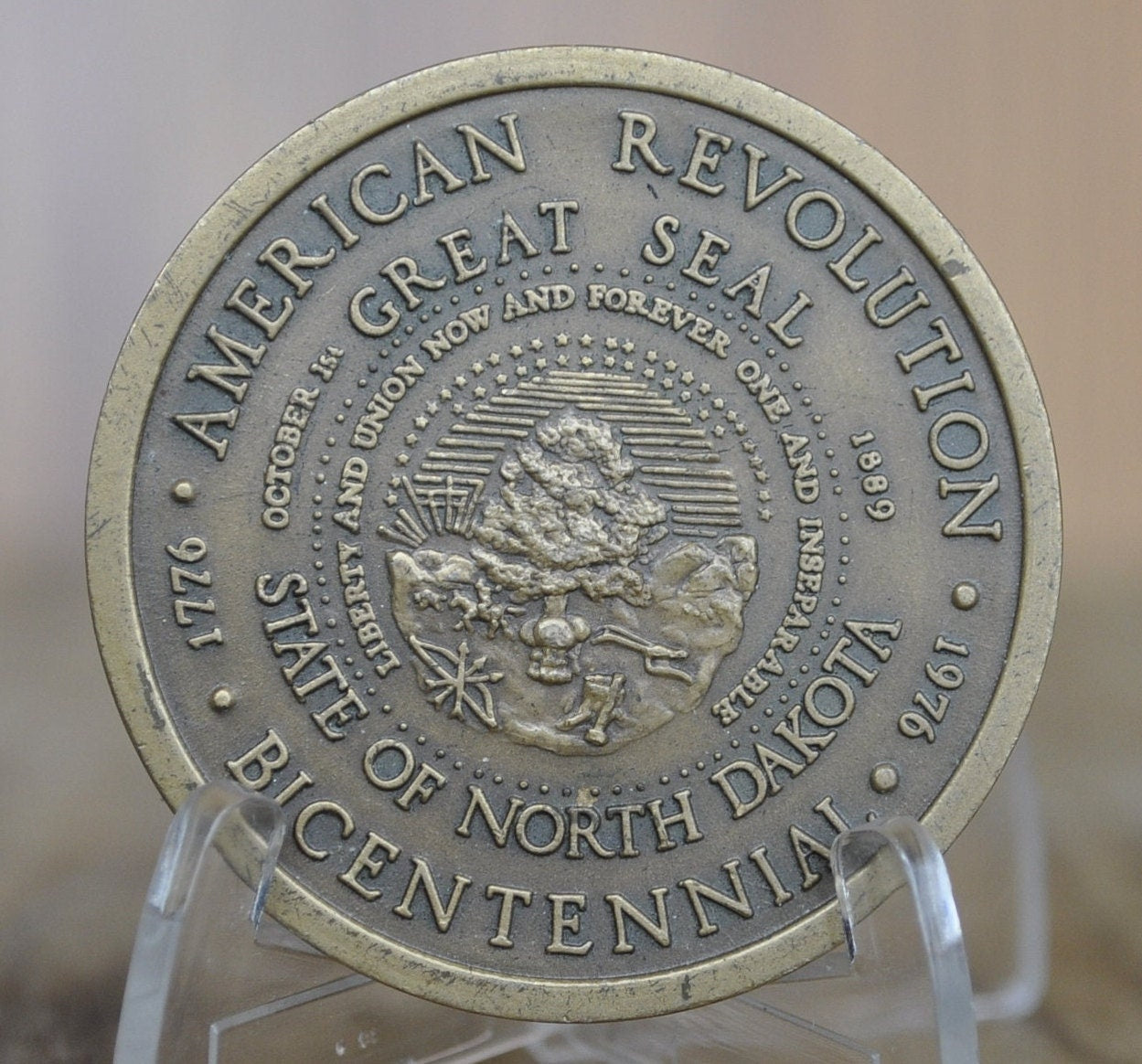 1976 State of North Dakota Bicentennial Medal - Bronze - North Dakota Anniversary Medal - Vintage Bronze Medal 1776-1976