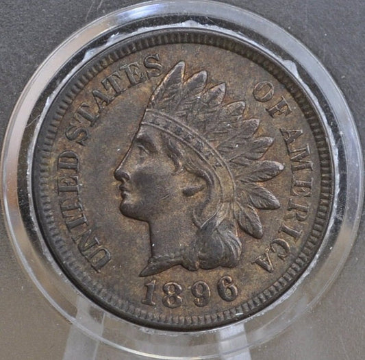 1896 Indian Head Penny - AU (About Uncirculated) Grade / Condition, AU55 - Indian Head Cent 1896 - Mint Luster, High Grade