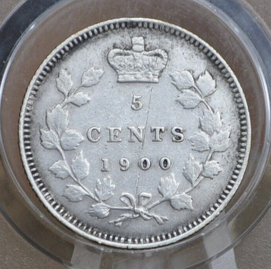 1900 Canadian Silver 5 Cent Coin - XF (Extremely Fine) - Queen Victoria - Canada 5 Cent Sterling Silver 1900 Canada - Lower Mintage