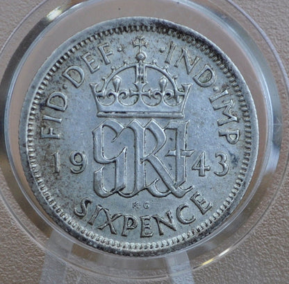 1943 Silver Sixpence Great Britain - King George - Great Condition - 50% Silver - 1943 UK Six pence 6 Pence UK 1943 - Great for Weddings