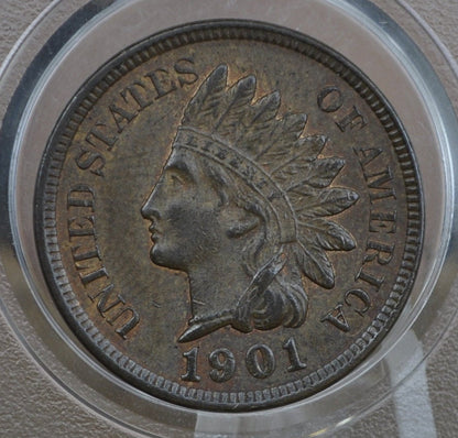 1901 Indian Head Penny - AU (About Uncirculated) Grade / Condition - Great Detail 1901 Indian Head Cent 1901 Penny, High Grade, Mint Luster