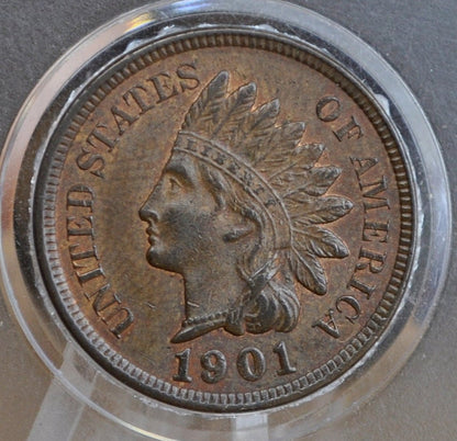 1901 Indian Head Penny - AU (About Uncirculated) Grade / Condition - Great Detail 1901 Indian Head Cent 1901 Penny, High Grade, Mint Luster