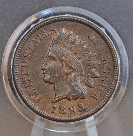 1893 Indian Head Penny - AU (About Uncirculated) Grade / Condition - Indian Head Cent 1893 US One Cent - Indian Head Pennies, Mint Luster