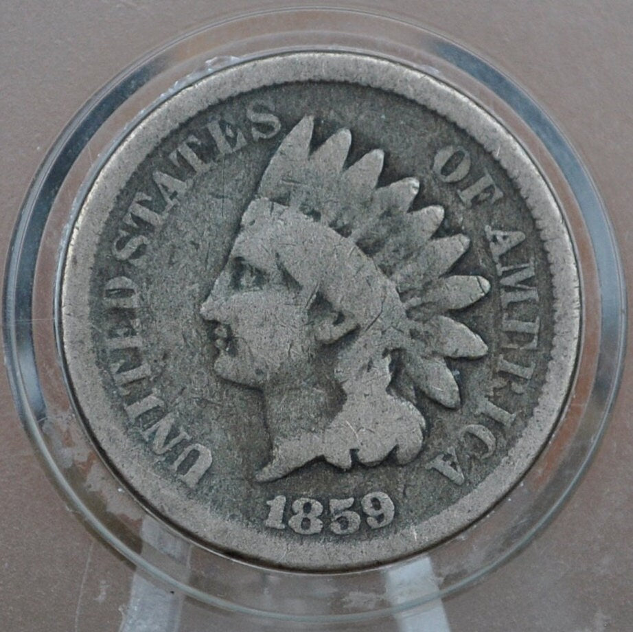 1859 Indian Head Penny - G to VF (Good to Very Fine) Grade, Choose by Grade - First year made - 1859 Indian Head Cent 1859