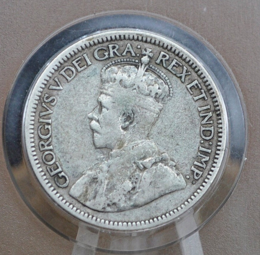 1932 Canadian Silver 10 Cent Coin - F (Fine) Condition - King George V - Canada 10 Cent 80% Silver 1932