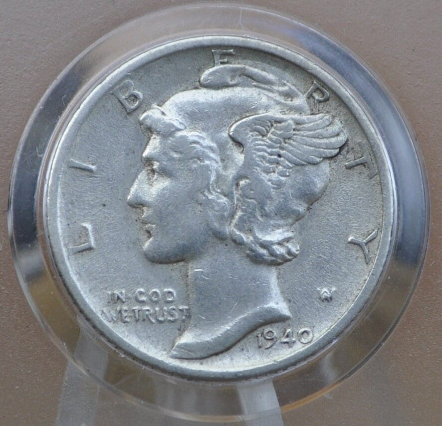 1940-S Mercury Silver Dime - XF-AU (Extremely Fine +) Grade / Condition - 1940 S Silver Dime 1940 S Winged Liberty Head Dime 1940 S