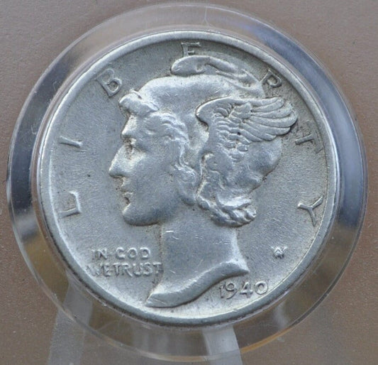 1940 Mercury Silver Dime PDS -Choose by Mint: P,D,S- XF-AU (Extremely Fine +) Grade - 1940S Silver Dime 1940D Winged Liberty Dime 1940P Dime